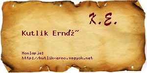 Kutlik Ernő névjegykártya